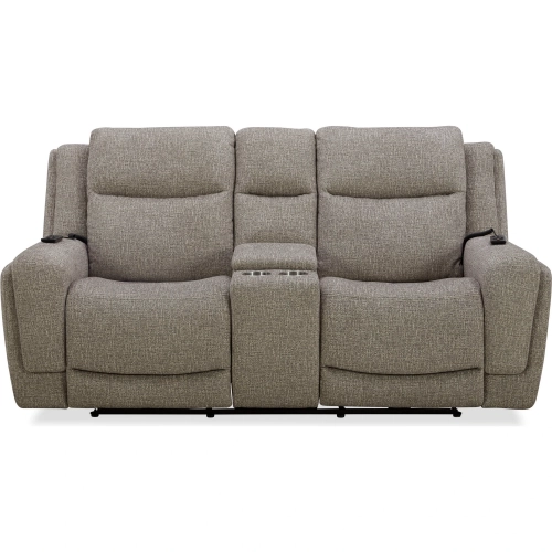 Penfield Power Zero Gravity Console Loveseat with Heat, Massage & Speaker in Brown Fabric