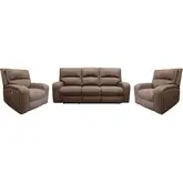 Polaris Power Reclining Sofa & Two Recliners Set in Kahlua Brown Fabric