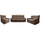 Polaris Power Reclining Sofa, Loveseat & Recliner Set in Kahlua Brown Fabric