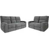 Polaris Power Reclining Sofa & Loveseat Set in Bizmark Grey Fabric