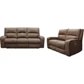 Polaris Power Reclining Sofa & Loveseat Set in Kahlua Brown Fabric