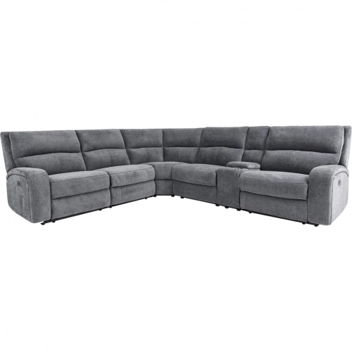 Polaris 6 Piece Power Reclining Sectional Sofa in Bizmark Grey Fabric