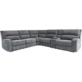 Polaris 6 Piece Power Reclining Sectional Sofa in Bizmark Grey Fabric
