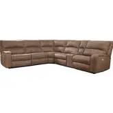 Polaris 6 Piece Power Reclining Sectional Sofa in Kahlua Brown Fabric