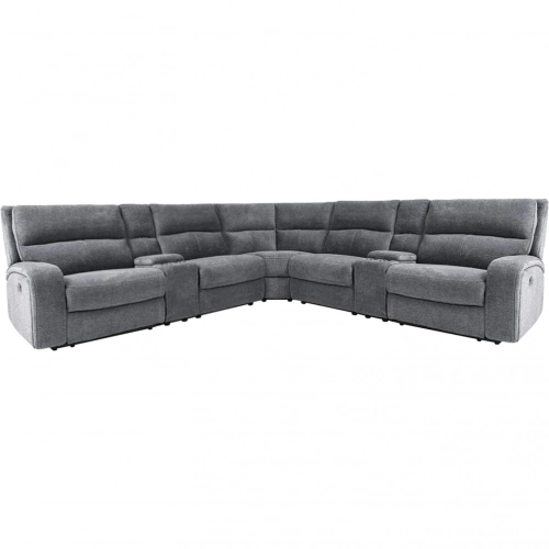 Polaris 7 Piece Modular Power Reclining Sectional Sofa in Bizmark Grey Fabric