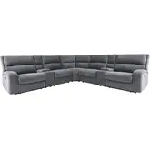 Polaris 7 Piece Modular Power Reclining Sectional Sofa in Bizmark Grey Fabric