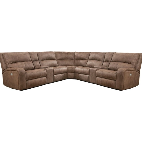 Polaris 7 Piece Modular Power Reclining Sectional Sofa in Kahlua Brown Fabric