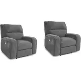 Polaris Power Recliner in Bizmark Grey Fabric (Set of 2)