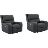 Polaris Power Recliner in Slate Grey Fabric (Set of 2)
