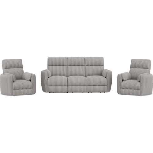 Radius Power Reclining Sofa & Two Recliners Set in Mega Grey Fabric