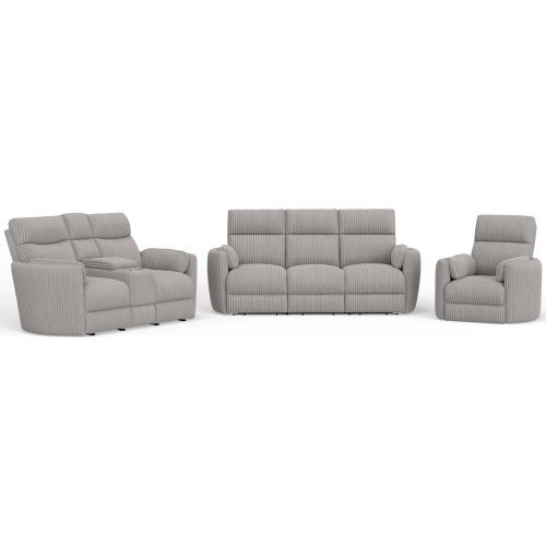 Radius 3 Piece Power Reclining Sofa Set in Mega Grey Fabric