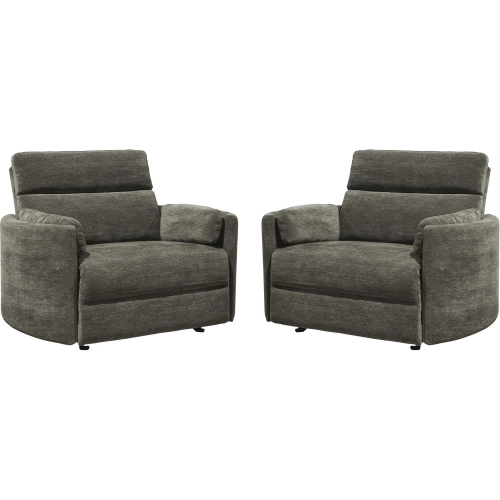 Radius XL Extra Wide Power Glider Recliner in Krypton Brown Fabric (Set of 2)