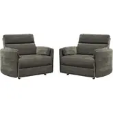 Radius XL Extra Wide Power Glider Recliner in Krypton Brown Fabric (Set of 2)