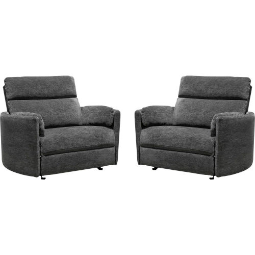 Radius XL Extra Wide Power Glider Recliner in Mediterranean Grey Fabric (Set of 2)