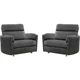 Radius XL Extra Wide Power Glider Recliner in Mediterranean Grey Fabric (Set of 2)