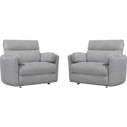 Radius XL Extra Wide Power Glider Recliner in Mega Grey Fabric (Set of 2)