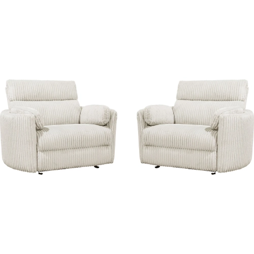 Radius XL Extra Wide Power Glider Recliner in Ivory Off White Fabric (Set of 2)