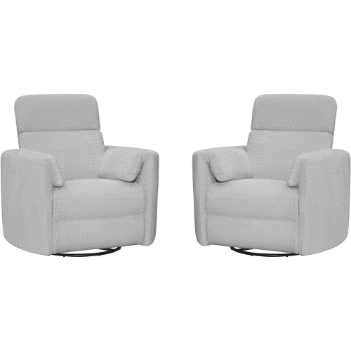 Radius Manual Swivel Recliner in Angora Linen Natural Fabric (Set of 2)