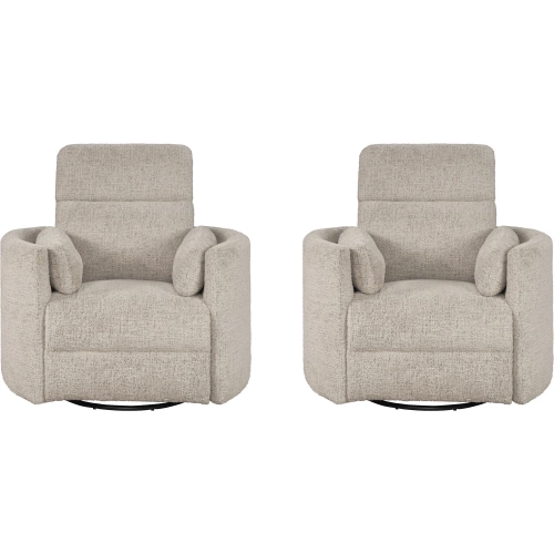Radius Manual Swivel Recliner in Burlap Light Brown Fabric (Set of 2)
