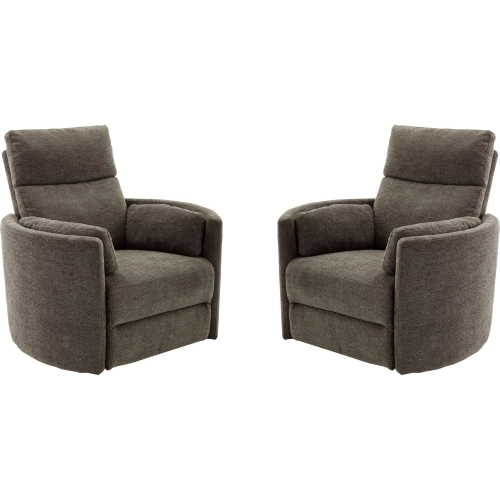 Radius Power Swivel Glider Recliner in Krypton Brown Fabric (Set of 2)