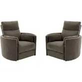 Radius Power Swivel Glider Recliner in Krypton Brown Fabric (Set of 2)