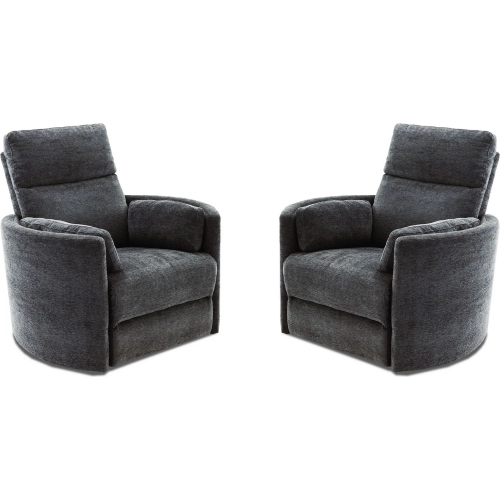 Radius Power Swivel Glider Recliner in Mediterranean Dark Grey Fabric (Set of 2)