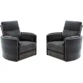 Radius Power Swivel Glider Recliner in Mediterranean Dark Grey Fabric (Set of 2)