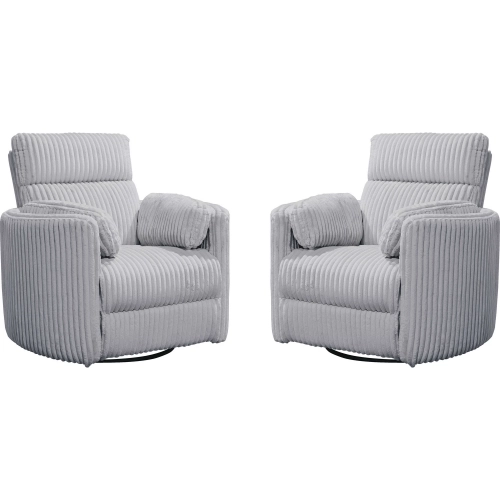 Radius Power Swivel Glider Recliner in Mega Grey Fabric (Set of 2)