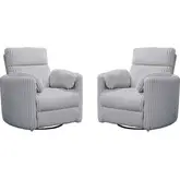 Radius Power Swivel Glider Recliner in Mega Grey Fabric (Set of 2)