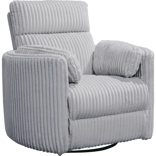 Radius Swivel Power Glider Recliner in Mega Grey Fabric