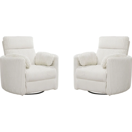 Radius Power Swivel Glider Recliner in Ivory Off White Fabric (Set of 2)
