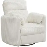 Radius Swivel Power Glider Recliner in Mega Ivory Off White Fabric