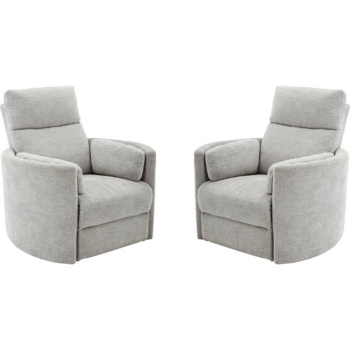 Radius Power Swivel Glider Recliner in Mineral Light Grey Fabric (Set of 2)