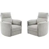 Radius Power Swivel Glider Recliner in Mineral Light Grey Fabric (Set of 2)