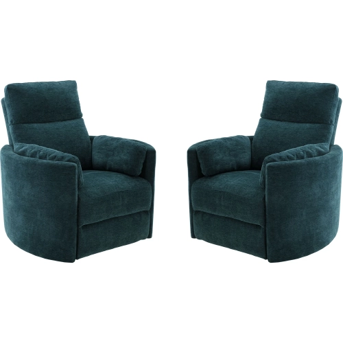 Radius Power Swivel Glider Recliner in Peacock Turquoise Fabric (Set of 2)