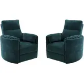 Radius Power Swivel Glider Recliner in Peacock Turquoise Fabric (Set of 2)