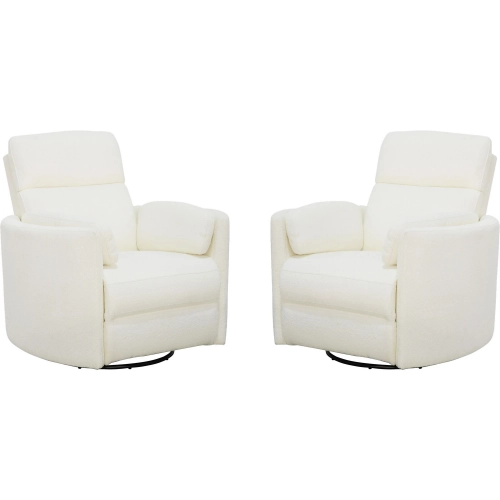 Radius Power Swivel Glider Recliner in Revel Oyster White Fabric (Set of 2)