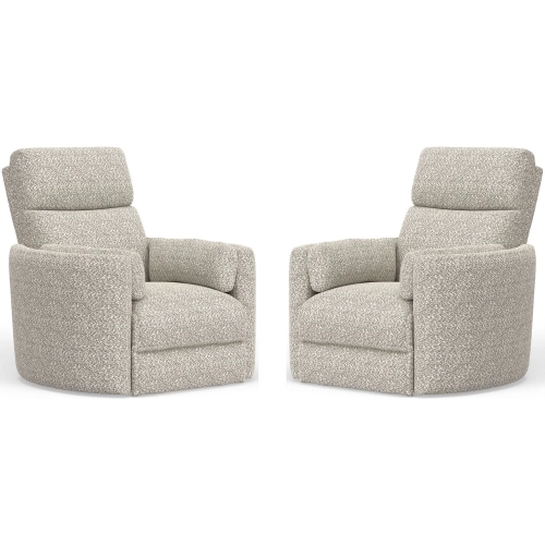 Radius Power Swivel Glider Recliner in Tatum River Rock Off White Fabric (Set of 2)