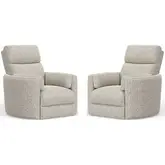 Radius Power Swivel Glider Recliner in Tatum River Rock Off White Fabric (Set of 2)