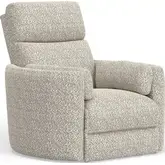 Radius Swivel Power Glider Recliner in Tatum River Rock Off White Fabric