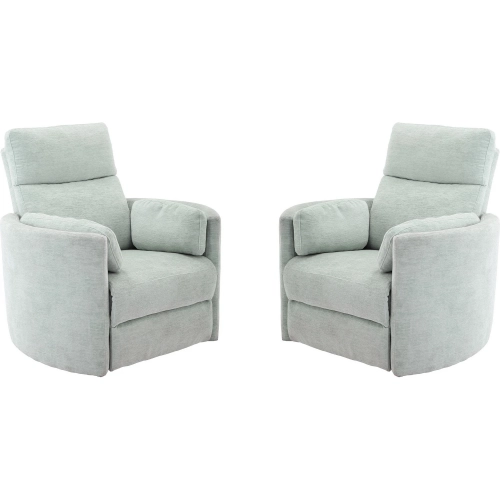 Radius Power Swivel Glider Recliner in Windstream Light Teal Fabric (Set of 2)