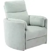 Radius Power Swivel Glider Recliner in Light Blue Fabric