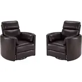 Radius Cordless Power Swivel Glider Recliner in Brown Top Grain Leather (Set of 2)