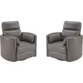 Radius Cordless Power Swivel Glider Recliner in Dark Grey Top Grain Leather (Set of 2)