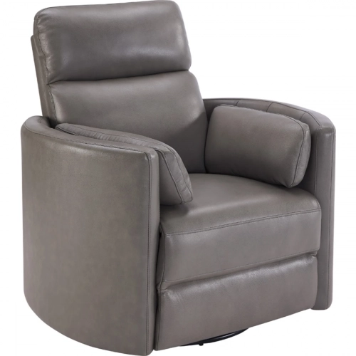 Radius FreeMotion Power Cordless Swivel Glider Recliner in Grey Top Grain Leather