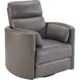 Radius FreeMotion Power Cordless Swivel Glider Recliner in Grey Top Grain Leather