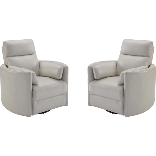 Radius Cordless Power Swivel Glider Recliner in Ivory Top Grain Leather (Set of 2)