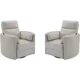 Radius Cordless Power Swivel Glider Recliner in Ivory Top Grain Leather (Set of 2)
