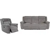 Richland Power Reclining Sofa & Recliner Set in Bristol Grey Fabric