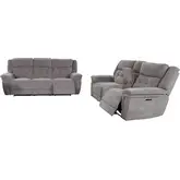 Richland Power Reclining Sofa & Loveseat Set in Bristol Grey Fabric